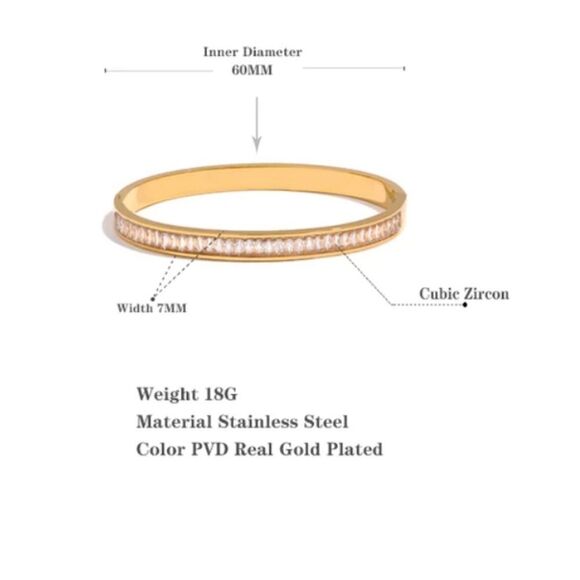 #40 Black Zircon Cuff Bangle Bracelet - Picture 6 of 8